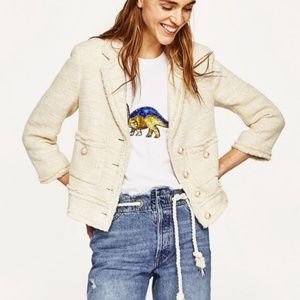 frayed tweed jacket zara